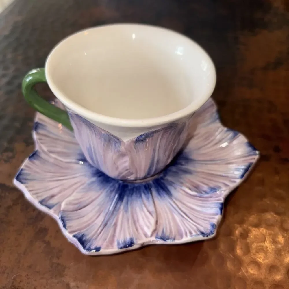Vietri Viola Lavender 3” Cup & Saucer-Made In Italy